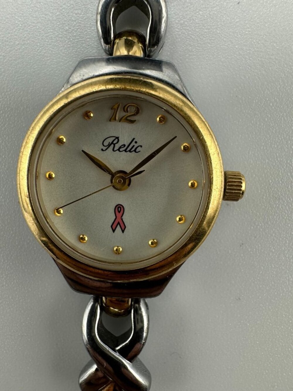 3/$30 Relic Breast Cancer Awareness Watch Women Silver Gold Two Tone 6"